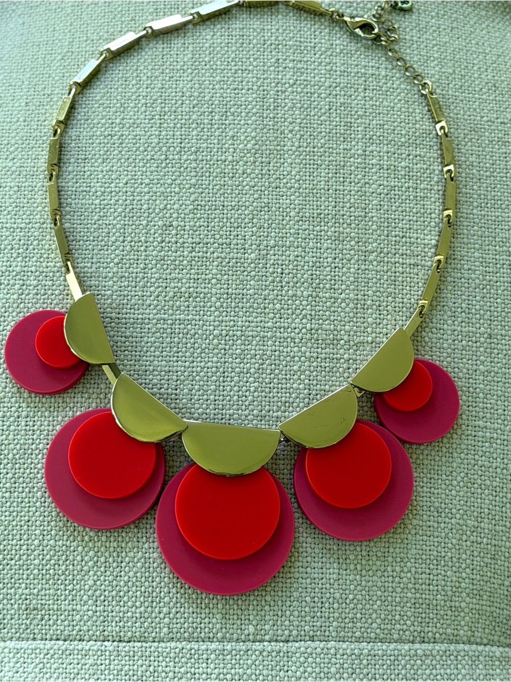 Rare Boden Coral Pink Gold Statement Necklace